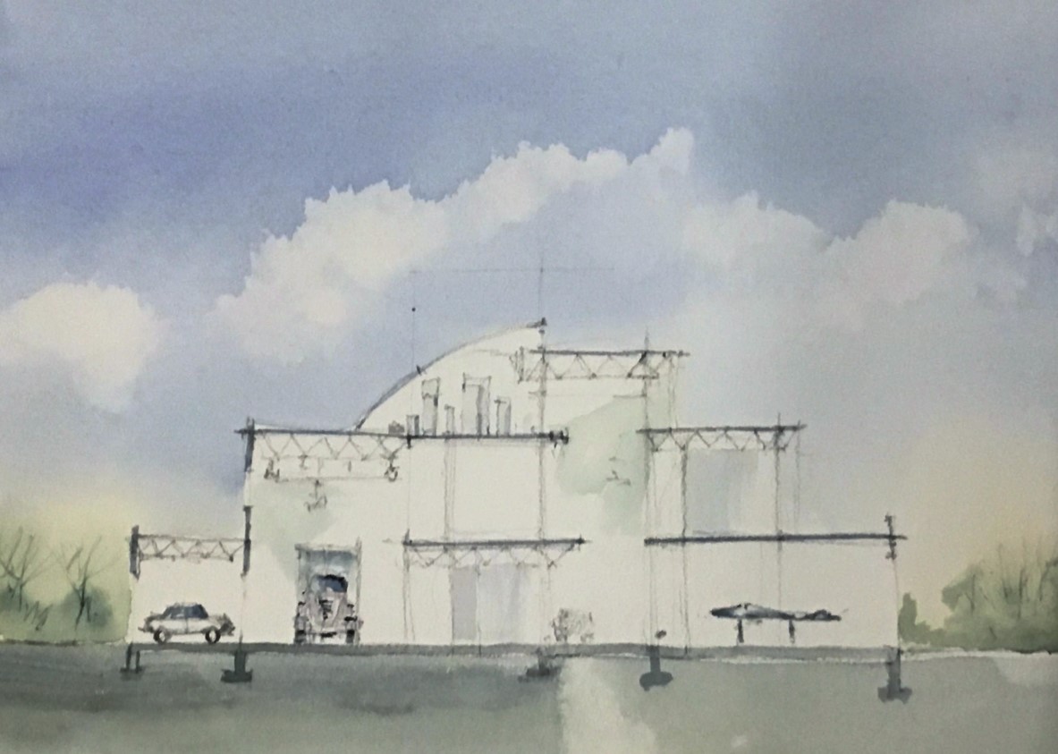 watercolor rendering of TIMC at TX A&M